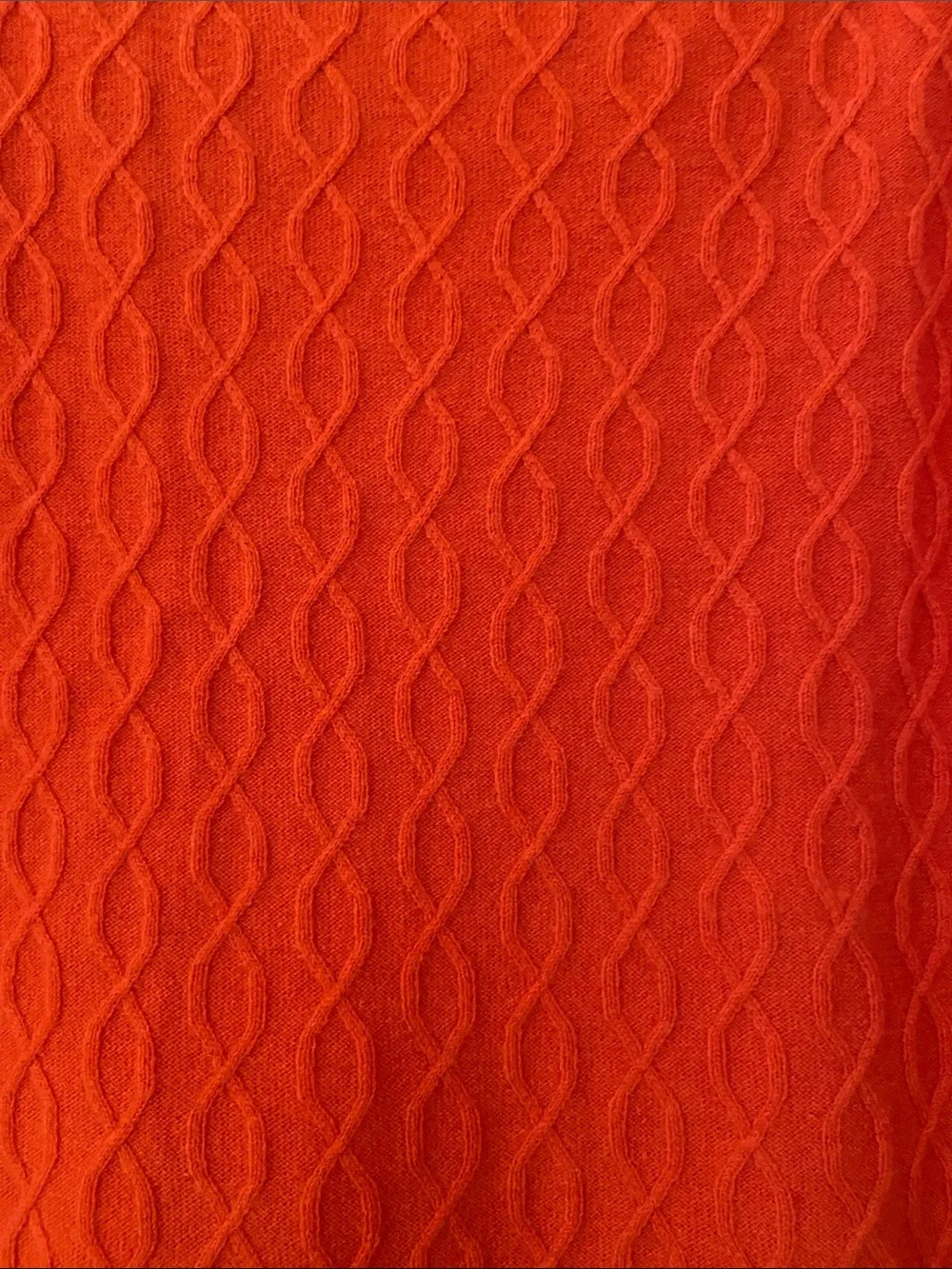 GUAUR Cashmere Cable Knit Short Sleeve Sweater in Bright Orange, Size Medium - Picture 6 of 12